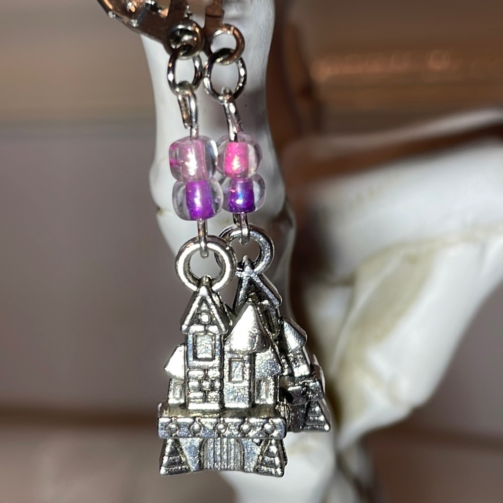 Fairy Princess Castle Earrings Handmade
